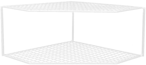 PERSELOSO White Iron Corner Shelf Unit 2-tier Multi-function Pan Organizer for Kitchen Supplies, Storing Pots and Utensils, Space-saving Corner Stand for Home Kitchen