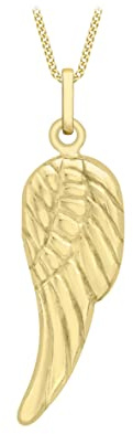 CARISSIMA Women's 9ct Yellow Gold Angel Wing Pendant on Curb Chain Necklace of 46cm/18
