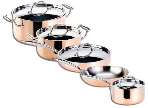 Tornwald-Schmiede Kupfertöpfe: Kupfer-Töpfe und Kupfer-Pfanne, 5-teilig (Topfset, Kochtopf, Geschirr)