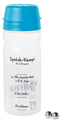 Spätzle-Shaker (BLAU) für 2 Portionen selbstgemachte Spätzle (675ml) Spätzlepresse und Mixer in einem Fürs einfache Spätzle machen Das patentierte Original