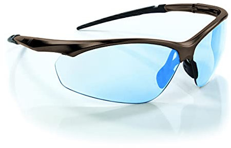 Riley Steer Safety Glasses with Bronze Frame UV and Fog Resistant Protective Work Eyewear… (Blue Lens)