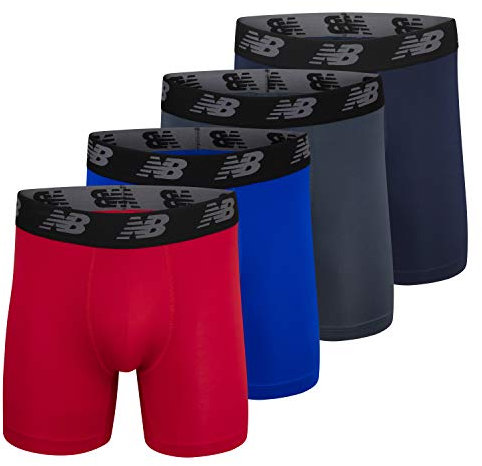 New Balance Men's Nb3017-4 Performance 5 No Fly Boxer Briefs 4 Pack, Team Royal/Team Red/Pig/Thunder, XL UK