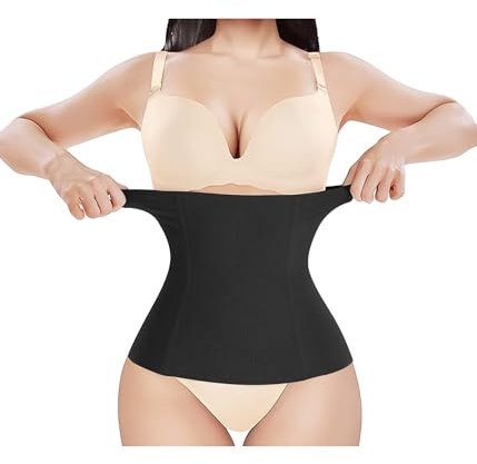 Bingrong 2 in 1 Postpartale Unterstützung Taillenmieder, Damen Stark Formend Bauchweg Unterbrust Korsett Recovery Bauch Taille Taillenformer, L, Schwarz