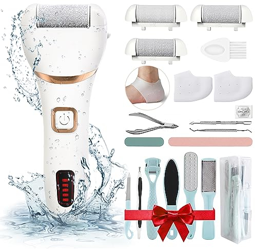 Electric Foot File, DIOZO Professional 10 in-1 Pedicure Kit Foot with 3 Rollers and 2 speeds, Rechargeable Waterproof Hard Skin Callus Remover for Cracked Heels and Dead Skin