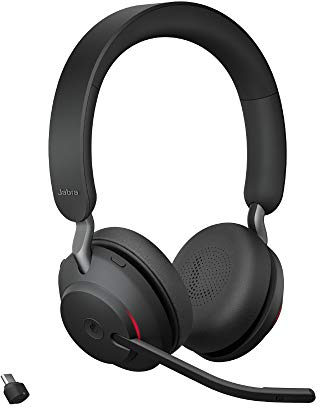Jabra Evolve2 65 Wireless PC Headset – Noise Cancelling, Ottimizzato per Microsoft Teams, Dongle USB-C, Nero, Stereo