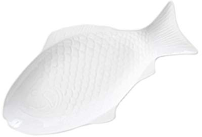 Cabilock Plato de servir ovalado de cerámica, plato de pescado de cerámica, plato de pescado, plato de porcelana creativo, porcelana, plato de servir ovalado de pescado