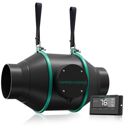 MARS HYDRO Ventilation Ehaust Fan Inline Duct Fan for Heating Cooling Booster, Grow Tents, Hydroponics (4 with Thermostat Control)