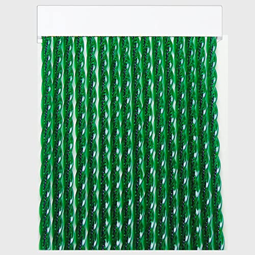 Cortinas Exterior Puerta de Cordon | Tiras Plastico PVC y Barra Aluminio | Ideal para Terraza y Porche | Antimoscas | Verde Oscuro | 210 * 120