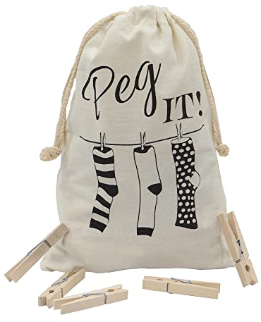 JVL Peg It, Peg Bag with Wooden Pegs, Pack of 100 (19-243)