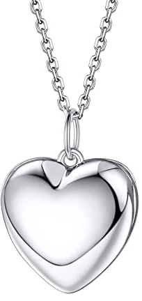 Bestyle High Polish Silver Heart Locket Necklaces for, Minimalist Heart Locket Pendant Charm that Hold Pictures Cute Love Heart Necklace Choker Statement Jewelry for Daughter