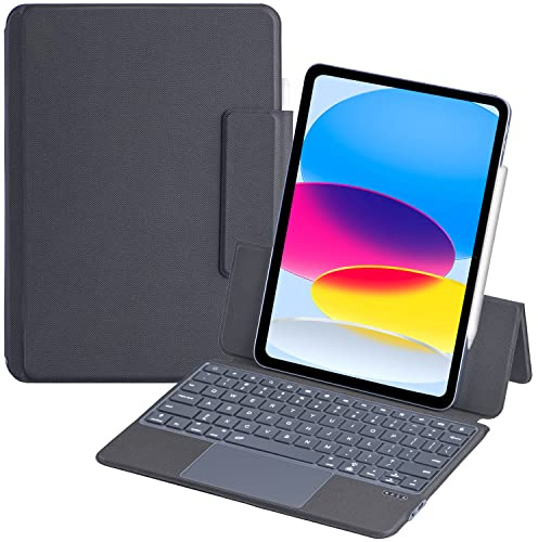 ZOMUN Bakgrundsbelyst Bluetooth-tangentbord | Touch Mouse-tangentbord för iPad 10:e generationen | iPad (A16) 11:e generationen [Magnetiskt fäste]