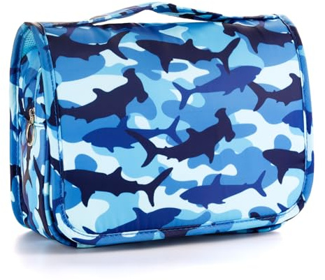 Vipdeal Kinder-Kulturbeutel zum Aufhängen für Mädchen und Jungen, Shark-Blau, Kinder-Kulturbeutel zum Aufhängen für Jungen