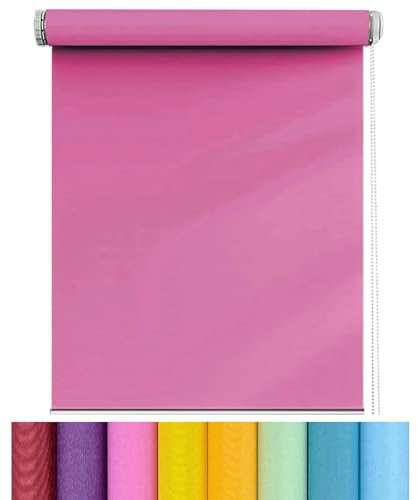 Verdunkelungsrollo Klemmfix 115 x 230 cm ohne Bohren Sichtschutz Rollo Beschattung Geeignet für Türen und Fenster, Rosa