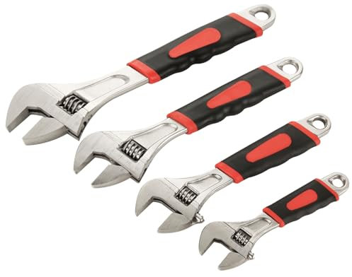 MUXHEL 4PCS Adjustable Spanner Set, 4 Sizes Adjustable Wrench Set with Soft Grip, Multifunctional Carbon Steel Shifter Spanner Sets for Pipeline Building Machinery Home (6+8+10+12)