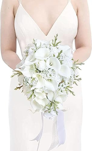 Bouquet de mariage, fleurs artificielles, bouquet de mariage, décoration de mariage de 11 pouces, fleurs artificielles, bouquet de mariée en cascade, bouquets de mariage for mariée for cérémonie de ma