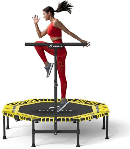 CLORIS 40'' Foldable Fitness Trampoline - Max Load 400lbs, Rebounder with Adjustable Foam Handle Indoor/Outdoor Fitness Body Exercise