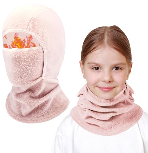 AYPOW Kids Thermal Balaclava, Winter Multifunction Windproof Warm Ski Mask Cycling Balaclava Full Face Cover Under Helmet Hat with Neck Warmer, for 4-13Years Boys Girls Children Winter Outdoor Sports