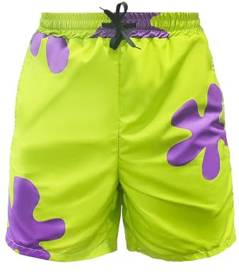 Lumeifushi 80s Bilayer for Men 90s Swim Shorts 80s Summer Party Hawaiian Beach Disco Shorts, 80s 90s Yellow, XL