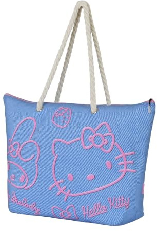 Karactermania Sanrio Hello Kitty Denim-Borsa da Spiaggia Soleil, Blu, 52 x 37 cm