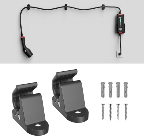 MCEVKELN EV-Ladekabelhalter – 2er-Pack multifunktionale Wandhalterung mit Fallschutz für Ladegeräte von Elektrofahrzeugen, hält Ladebox und Kabel sicher, inkl. Montagezubehör und Verpackungsbox