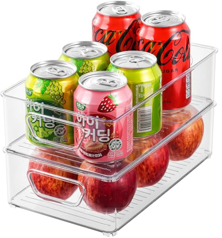 WHOISMIP Juego de 2 cajas organizadoras para frigorífico, organizador de cajón, sistema de organización apilable, caja para frigorífico, caja de almacenamiento de cocina, contenedor de almacenamiento