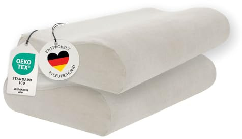 casimum® Kissenbezug aus Baumwolle für Nackenstützkissen mit Reißverschluss. Kopfkissen Schonbezug 60x30 cm, Beige (Offwhite), 2-Pack
