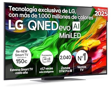 LG Smart TV QNED EVO AI 55QNED87A6B 55 MiniLED 4K UHD, α8 Gen2, Dolby Vision, webOS 25
