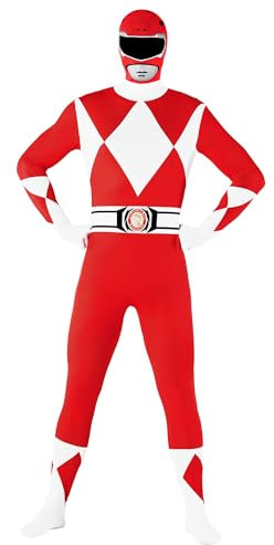 Morphsuits Offizielles Rotes Power Ranger Kostüm für Erwachsene - XXL (186cm-206cm)