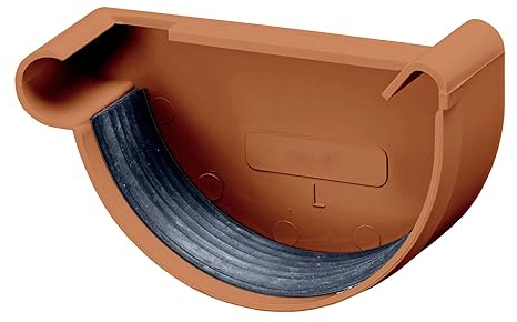 INEFA Dachrinnen Endstück halbrund, PVC NW100 / 100mm, links Braun Dachrinnenzubehör, einfache Steckmontage, Made in Germany