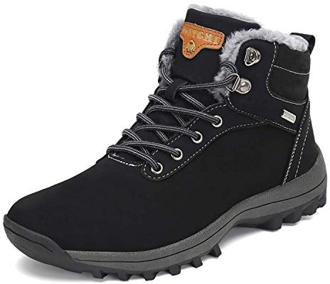 PASTAZA Hombre Mujer Botas de Nieve Senderismo Impermeables Deportes Trekking Zapatos Invierno Forro Piel Sneakers Negro,36EU
