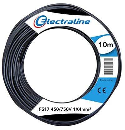 Electraline 13211 - Cable unipolar FS17, 10 m, sección 1 x 4 mm2, apto para cableado de cuadros eléctricos, circuitos eléctricos de ascensores, montacargas