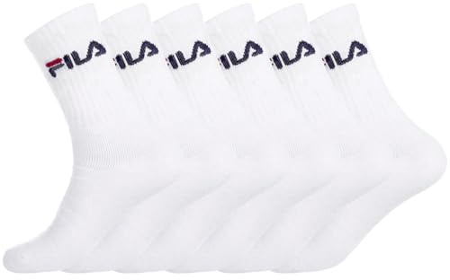 Fila Chaussettes Sport Homme Coton, Socquettes Homme, Confortable, Soft Touch (Lot de 6), Blanc, 39/42