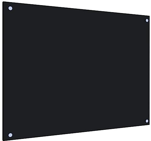 vidaXL Dosseret de Cuisine Carrelage Mural Décoration Protection Anti-éclaboussures Résistant aux Rayures Noir 80x60 cm Verre Trempé