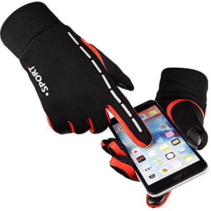 AFIT Winterhandschuhe Winddicht Vollfinger Touchscreen Handschuhe Warme Handschuhe Anti-Rutsch Sporthandschuhe Wasserdicht Fahrradhandschuhe Laufhandschuhe, Klettern für Herren Damen (Rot, L)