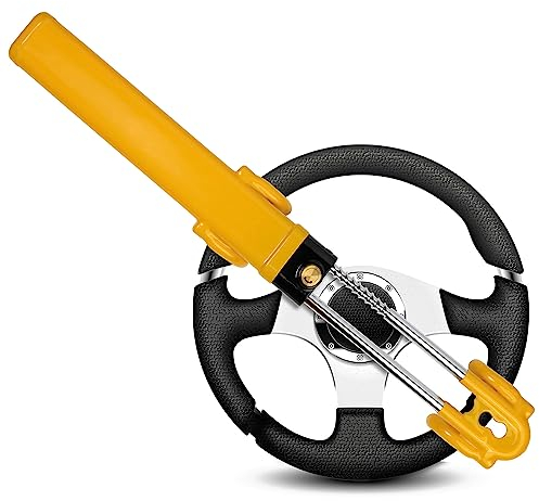 GADLANE Lenkradkralle für Auto - Twin Bar Hohe Sichtbarkeit Abschreckung Lenkradschloss für Auto, Van, Wohnwagen - mit 2 Schlüssel - Lenkradsperre Diebstahlschutz (Gelb)