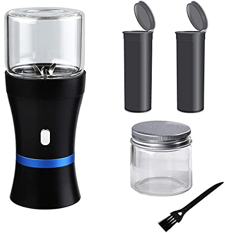 Spacenight Electric Herb Grinder COMPACT for Flower Buds, USB-Rechargeable, 2pcs 1.7oz Glass Herb Chamber - Ideal for Everyday Carry