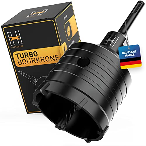 HARDTWERK Corona de perforación turbo 68 mm SDS Plus [dientes XXL] – Broca en lata resistente a los golpes para enchufes en mampostería, piedra, hormigón, construcción en seco – broca de enchufe,