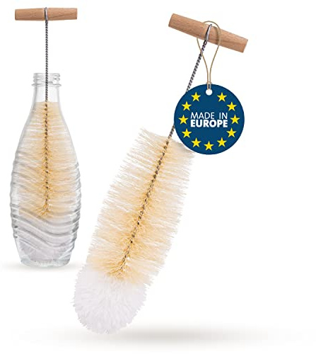 TIMELEOS Flaskborste för glasflaskor, flaskrengörare, rengöringsborste, sodastream, rengöring, flaskrengöring för glaskaraff dricksflaskor, babyflaskor, sodaflaskor (nylon ljus set om 1)