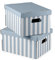 Compactor Set de 2 Cajas de Cartón para Camisas MARINIERE, Tamaño M, 40x31x21 cm, Color Azul, Fibra de Bambú -