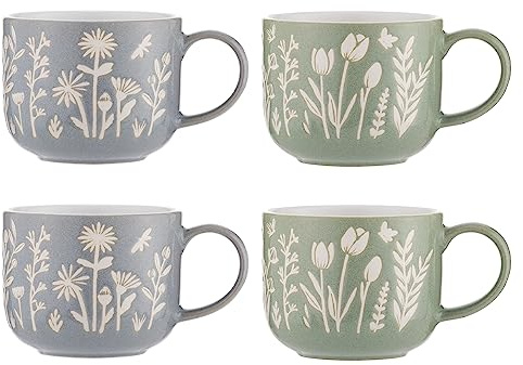 Mason Cash in The Meadow Set of 4 Mugs 400ml Blue/Green