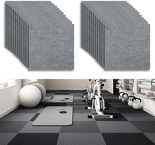 Teppichfliesen Selbstklebend, 30 x 30cm Teppich Bodenbelag, Filzfliesen, Nadelfilz Teppichboden Selbstliegend, Rutschfest Teppich Fliesen für Büro Gewerbe Haus Schlafzimmer Flur (24 Stück, Hellgrau)