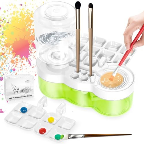 Cepillo limpiador de cepillos, cepillo de enjuague, enjuague circulatorio de agua, uso de ciclo de agua dulce, limpiador de pinceles para acrílico y pintura a base de agua (blanco)
