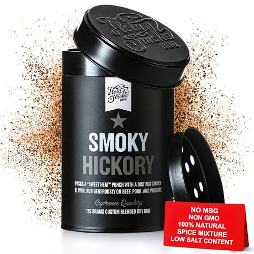 Hickory BBQ Rub Spice Mix Sazonador Especias Barbacoa Condimento Seco para Carne verduras Brisket Ahumados Cordero Bistec Fajitas pollo pescado y patatas 175g