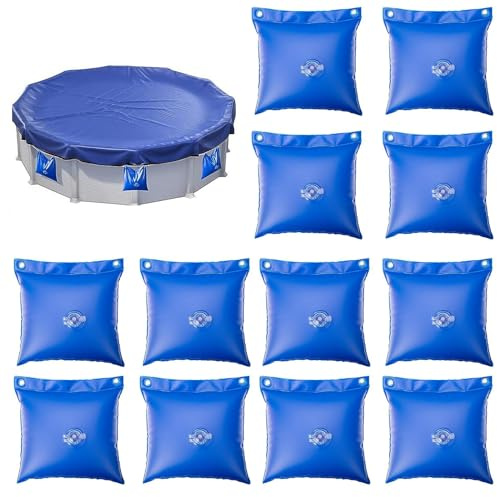 12-pack simbassängöverdrag, hängande väska, 0,3 mm PVC poolöverdrag vikter för pool ovan mark tung pool vattenväskor vinter pool vägg vattenpåse för vinterpoolskydd, 30 × 9,8 tum