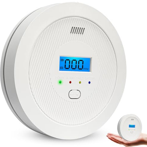 10 Year Life Carbon Monoxide Detector and Alarm,CO Alarm for Home Office with LCD Digital Display,CO Detector Monitor Battery Powered with Test Button(Not included Batteries)