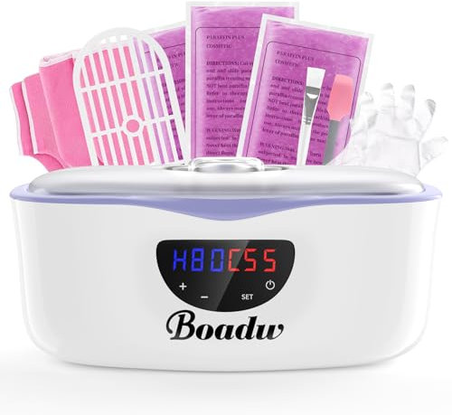 Boadw Paraffinbad für Hände und Füße, 4000ml Paraffin Wachsbad Paraffinbad Set für Trockene, Raue Hau, mit 1350g Paraffinwachs und Zubehör, Tolles Spa Geschenk-Weiß