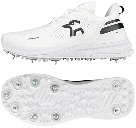Kookaburra KC Players Spike - Scarpa da Cricket, Misura 42, Colore: Bianco/Nero