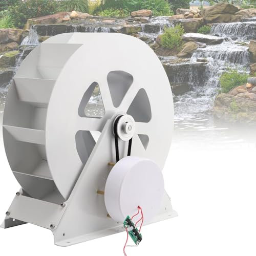 VNATWGOO Generador HidroeléCtrico De 50 W, EnergíA HidroeléCtrica De 100 W Generador, Equipo Generador De Rueda HidráUlica De Acero para Exteriores, para Estanques, Arroyos, RíOs Y Canales,50W