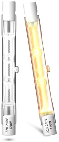 Lamptobe Lampadina Alogena R7S 78mm 120W 230V, 78mm Lampadina Alogena R7S Dimmerabile J78 Lineare Alogena Luce Bianca Calda 2800K per Lampade da Terra e Illuminazione Paesaggistica, 2 Pezzi