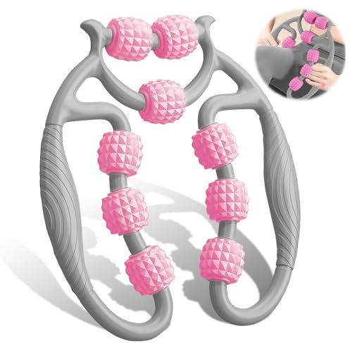 HYran Rouleau de massage pour les jambes, avec poignée pour les jambes, rouleau de massage (gris rose)